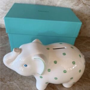 Tiffany & Co Ceramic Polka Dot Elephant Bank w/box ✨Excellent Condition ✨ 💯%Auth
